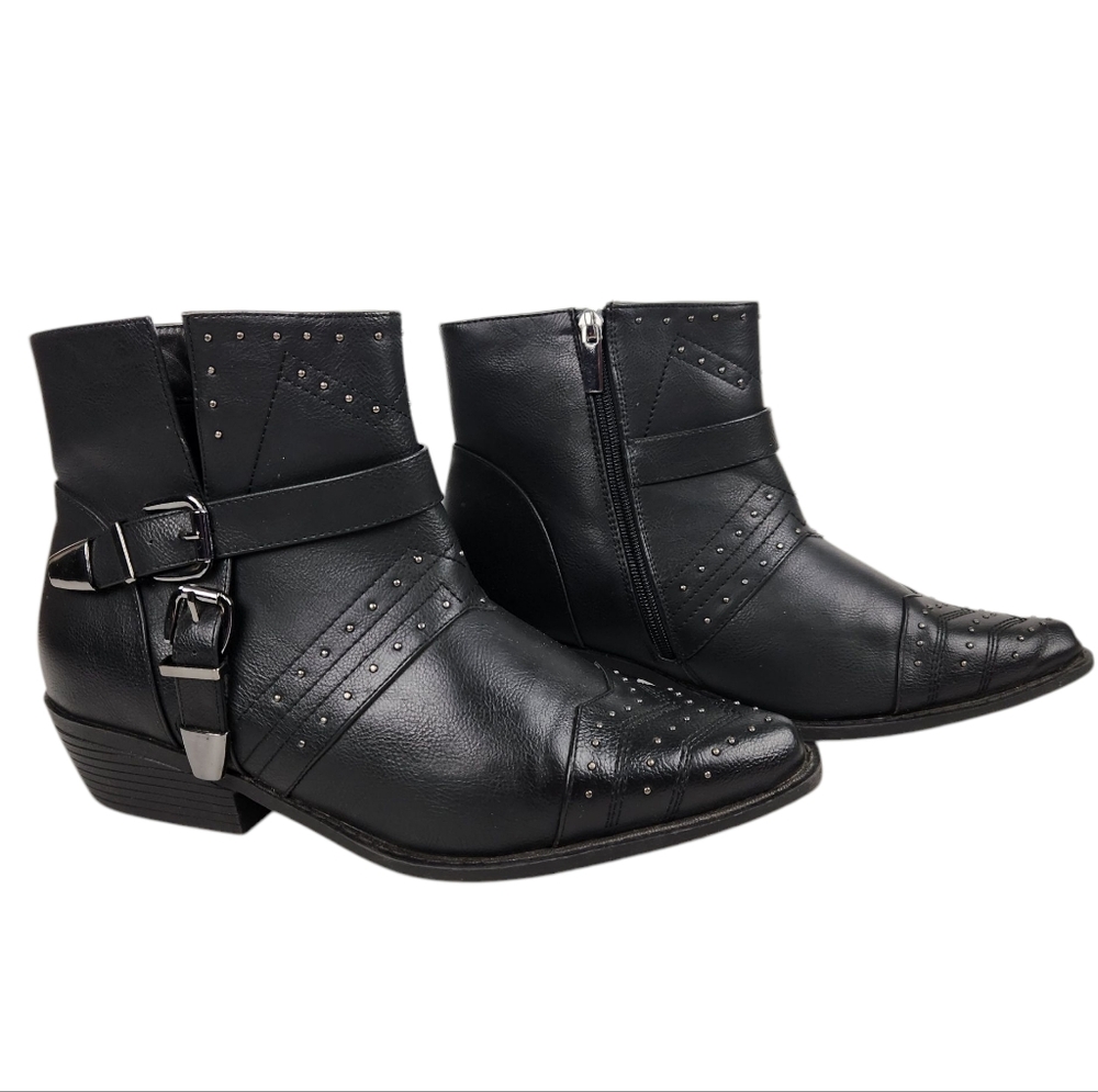 Cloudwalkers by Avenue Varick Black Studded Western Boots Women's Size 9.5 Wide